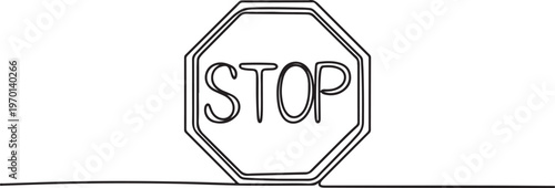 Traffic sign continuous one line drawing minimalist outline vector illustration isolated on white background.Road traffic sign. One line draw graphic design vector
