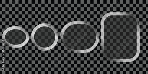 Effect glass liquid background with box frame rectangle digital button. Set of glass morphism frames, frosted glass plates, transparent. Elegant glass morphism UI design elements. Collection of transp