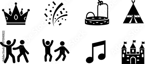 Black party festival event icon music and dance silhouette