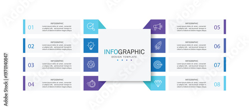 Foto Infographic design template with icons and 8 options or steps.