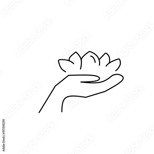 Hand drawn water lily. Yoga lotus symbol, flower of well-being and healthy lifestyle for Buddha or Vesak Day. Vector ilustration
