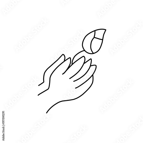 Hand drawn water lily. Yoga lotus symbol, flower of well-being and healthy lifestyle for Buddha or Vesak Day. Vector ilustration