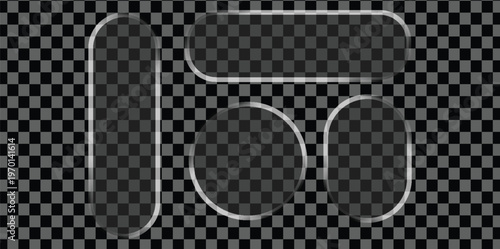 Effect glass liquid background with box frame rectangle digital button. Set of glass morphism frames, frosted glass plates, transparent. Elegant glass morphism UI design elements. Collection of transp