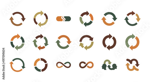 Circular Refresh Recycle Loop Arrow Icons Collection