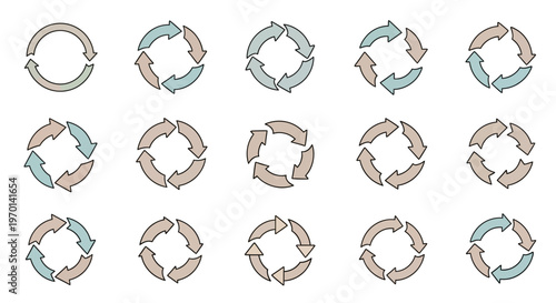 Collection of Circular Arrow Icons for Refresh, Cycle, Process, and Rotation Concepts
