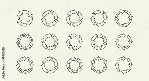 Collection of Circular Arrow Icons: Refresh, Recycle, Loop, and Rotation Symbols
