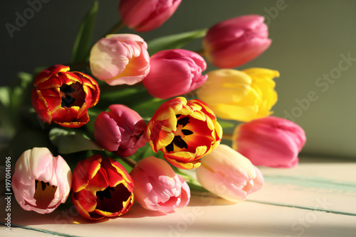 Vibrant tulip bouquet a colorful springtime display of fresh flowers
