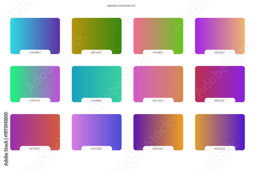 Wallpaper Mural Collection of twelve colorful gradient swatches displayed in a grid 4. Torontodigital.ca