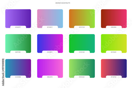 Wallpaper Mural Collection of twelve colorful gradient swatches displayed on a white background. Torontodigital.ca