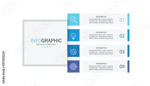 Infographic design template with icons and 4 options or steps.