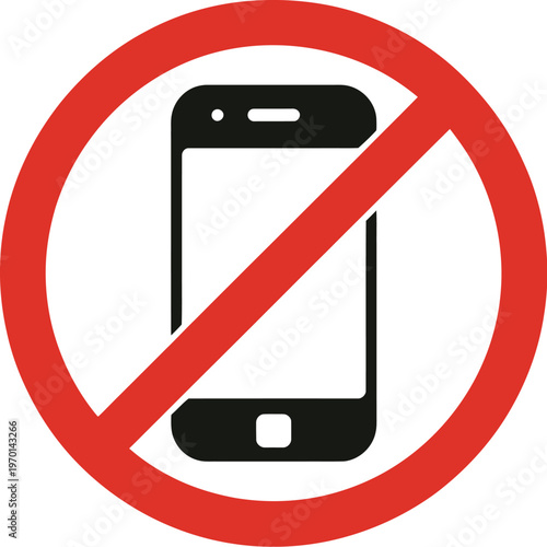 No mobile phone sign prohibition smartphone ban symbol safety restriction icon vector illustration isolated