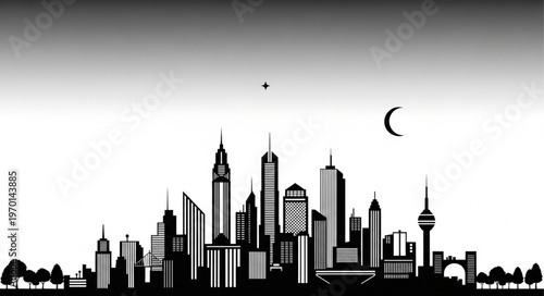 City Skyline at Night Time.