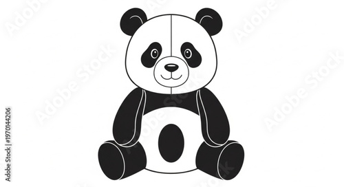 Cute Black White Panda Bear.