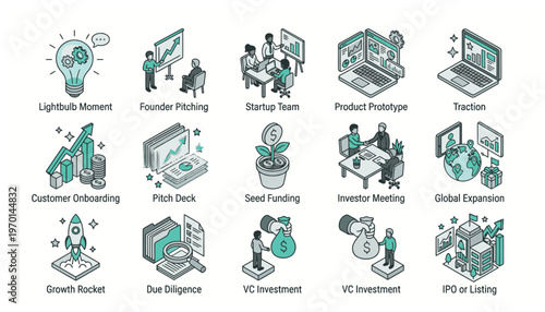 Startup and business icons for entrepreneurs and companies.