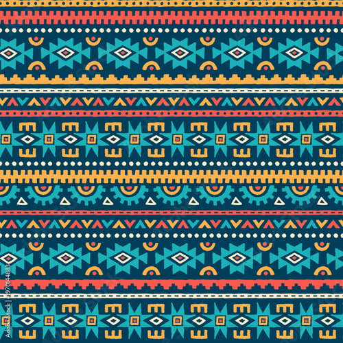 Hand drawn  abstract seamless pattern, ethnic background, aztec style - great for textiles, banners, wallpapers, wrapping - vector design