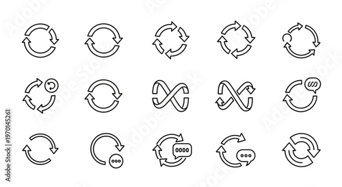 Grunge Refresh and Cycle Arrow Icons Set for Web and UI Design