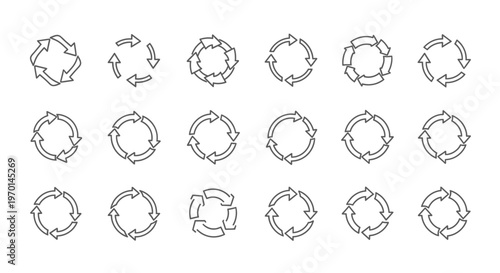 Grunge Cycle Arrows Set: Refresh, Reload, Loop Icons in Sketchy Style