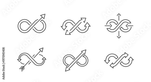 Infinity Loop Arrow Symbols Set for Continuous Process and Development Concepts
