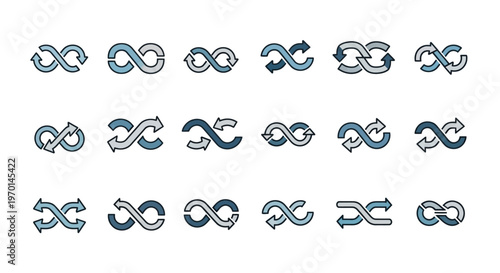 Infinity Loop Arrows Vector Icons Set. Endless Cycle Symbols.