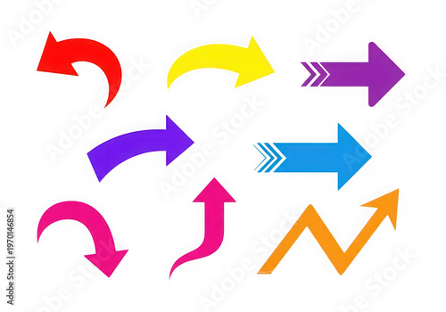 A collection of colorful arrows pointing in different directions