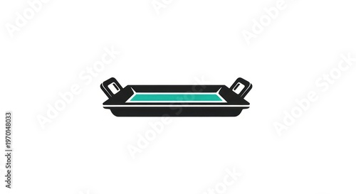 An isolated 3d illustration of a boat on a white background and the sea, featuring a design with plastic and metal equipment for home or office interior objects