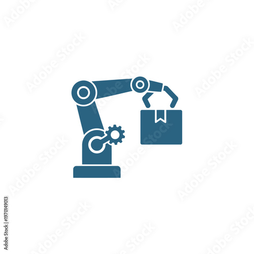 Robotic Arm Icon – Industrial Automation with Package Handling