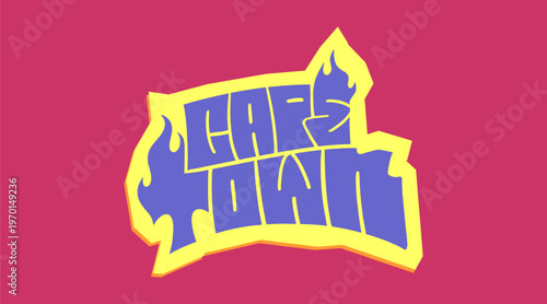 Cape Town City Name Written in Bold Graffiti Tag Sticker Style with Vibrant Yellow and Pink Block Lettering for Urban Streetwear Design