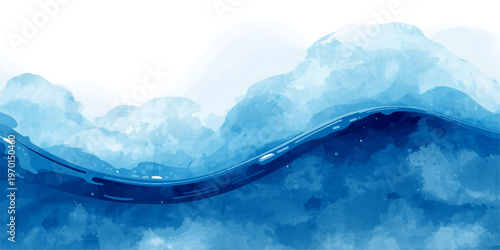 A blue heart-shaped iceberg reflects on the cold winter ocean under a bright sky with white clouds in this serene nature landscape