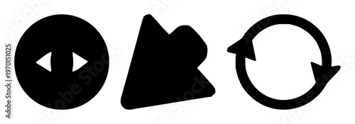 Solid black icon, white background: refresh sync icon set with simple line art design featuring line art, illustrations, graphic resources with vector and design elements