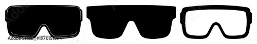 Augmented reality glasses set with solid black vector icon on white background featuring icon, black and white, simple, outline with AR and wearable tech