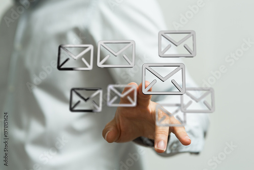 Konstfotografi A hand interacting with email icons