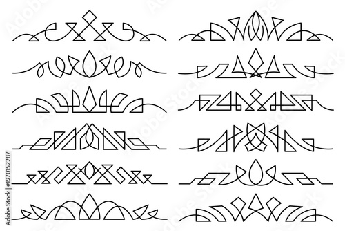 Elegant vintage ornamental decorative design elements, abstract line art ornaments