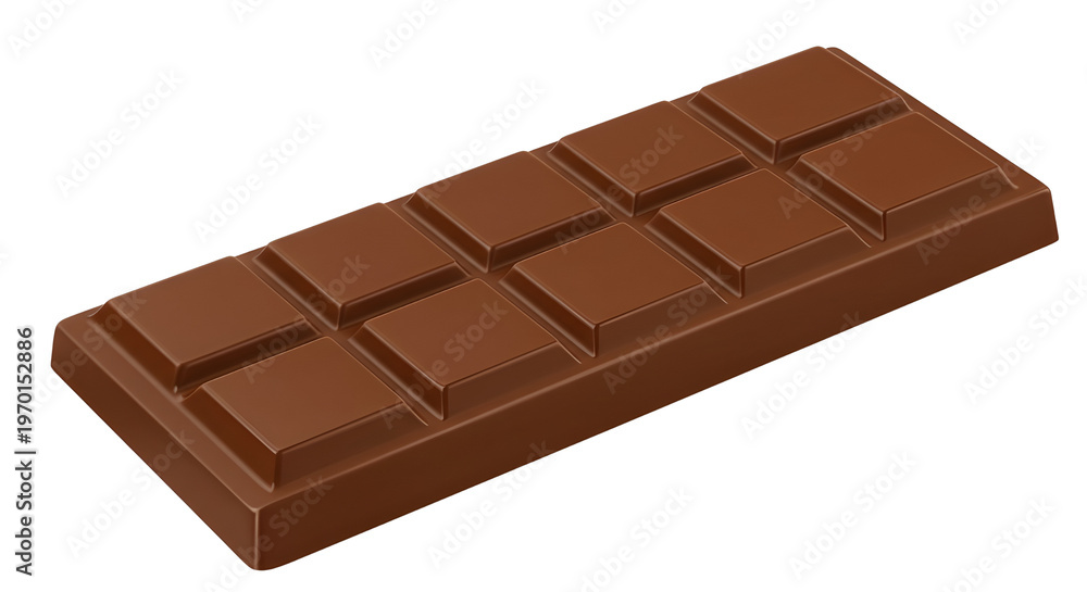 Fototapeta premium Milk Chocolate Bar with Squares Isolated on White Background