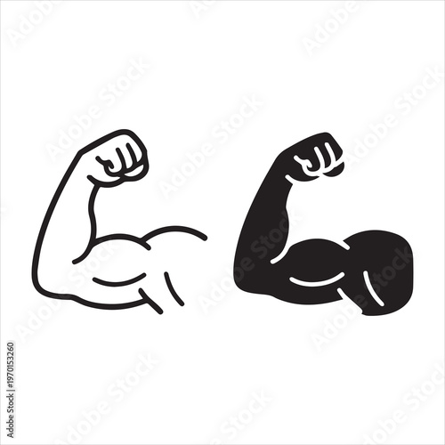 A simple illustration of a flexing arm, representing strength and power