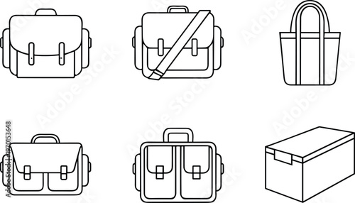 Bag and Storage Vector Illustration Showing Fashion and Utility Icons