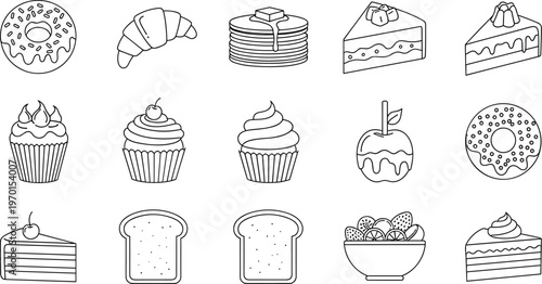 Bakery and Dessert Vector Illustration Showing Sweet Food Icons
