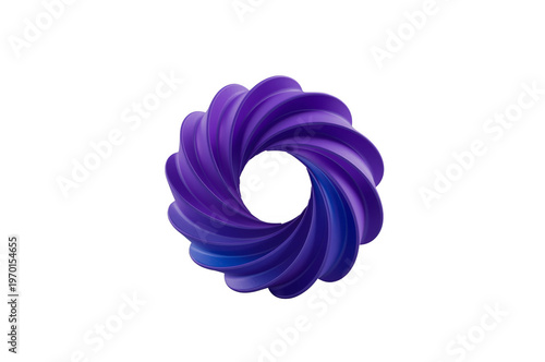 Abstract purple torus shape spiraling on transparent background