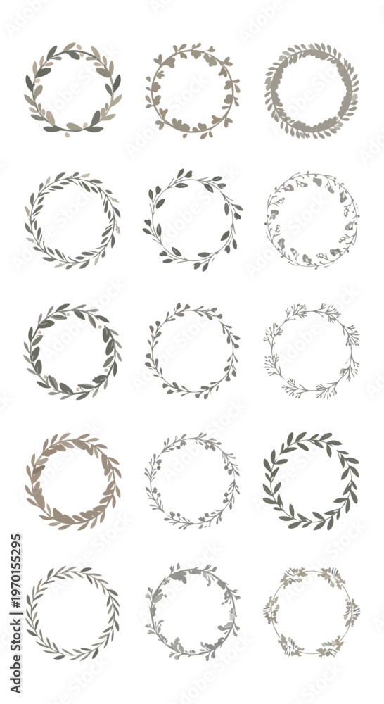 Obraz premium Decorative wreath set collection on black background