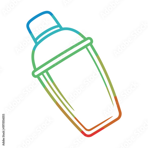 A colorful rainbow gradient outline of a tilted cocktail shaker on a white background