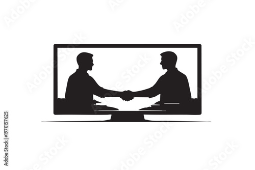 Online business meeting and video conference icon.