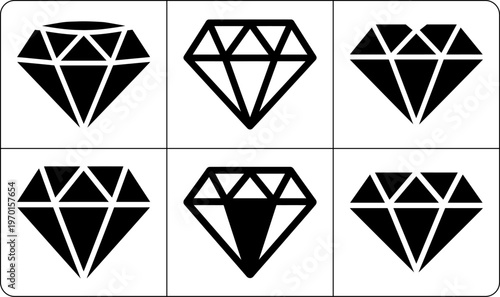 2x3 grid of identical black diamonds separated by intersecting lines on white background