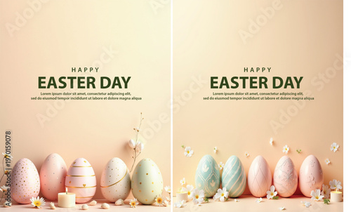 Elegant Easter day background, Decorative happy easter day background for website, social media template