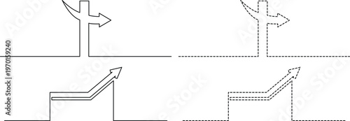 Diagrams illustrating different types of vector and path transitions in graphical design Vector