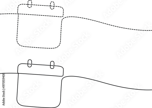 Comparison of a traditional and modernized pouch design with hanging loops and drawstrings. Vector
