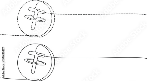 Two distinct illustrations of a propeller within circular and oval boundaries Vector