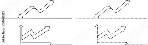 Graphical representation of trends with confidence intervals and directional arrows Vector