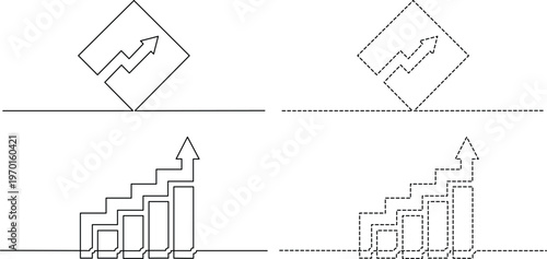 Visual representation of step functions and their transformations within bounded regions Vector
