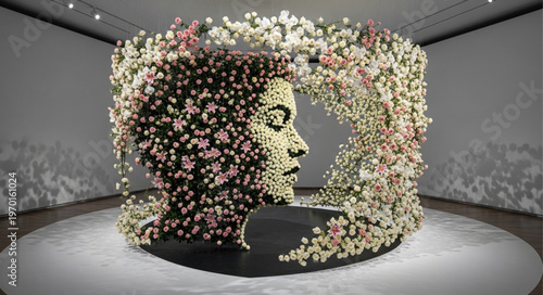 Woman Face Made of Flowers.