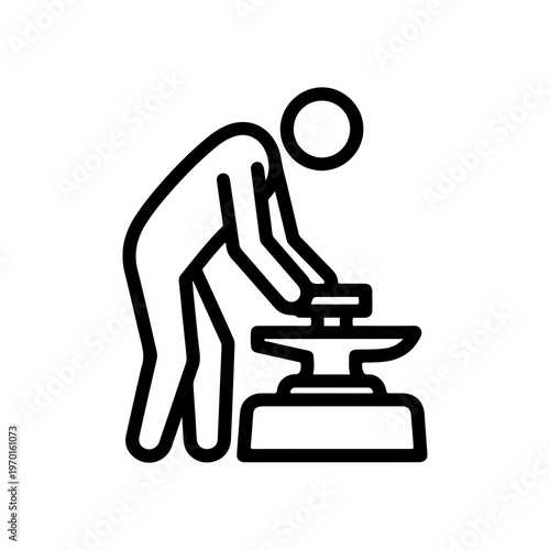 Blacksmith shaping hot metal with a hammer on an anvil