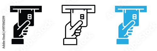 Hand holding a calendar icon in three different colors for various design uses and applications online